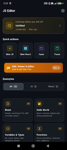 JavaScript Editor — React IDE screenshot 1