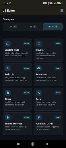 JavaScript Editor — React IDE screenshot 2