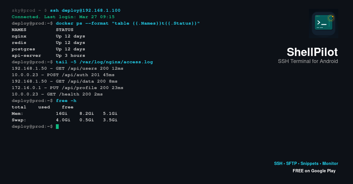 ShellPilot - Batch SSH Client app screen
