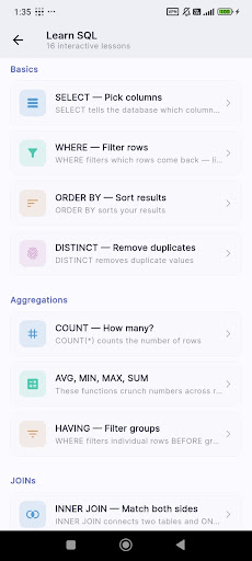 SQLite Editor & SQL Learner screenshot 3