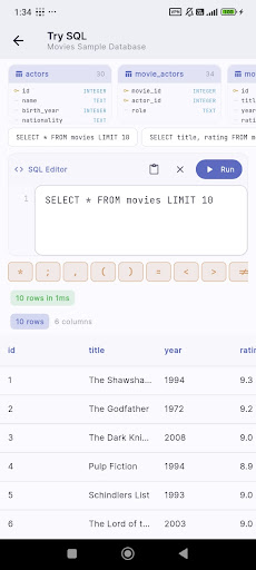 SQLite Editor & SQL Learner screenshot 5