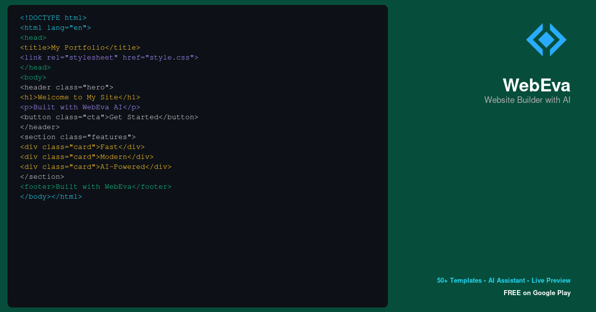 WebEva: Build Websites & Code app screen